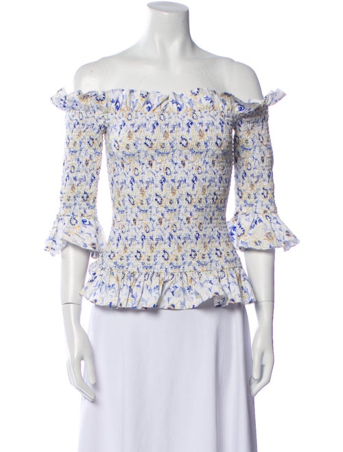 Caroline Constas Floral Print Off-The-Shoulder Top