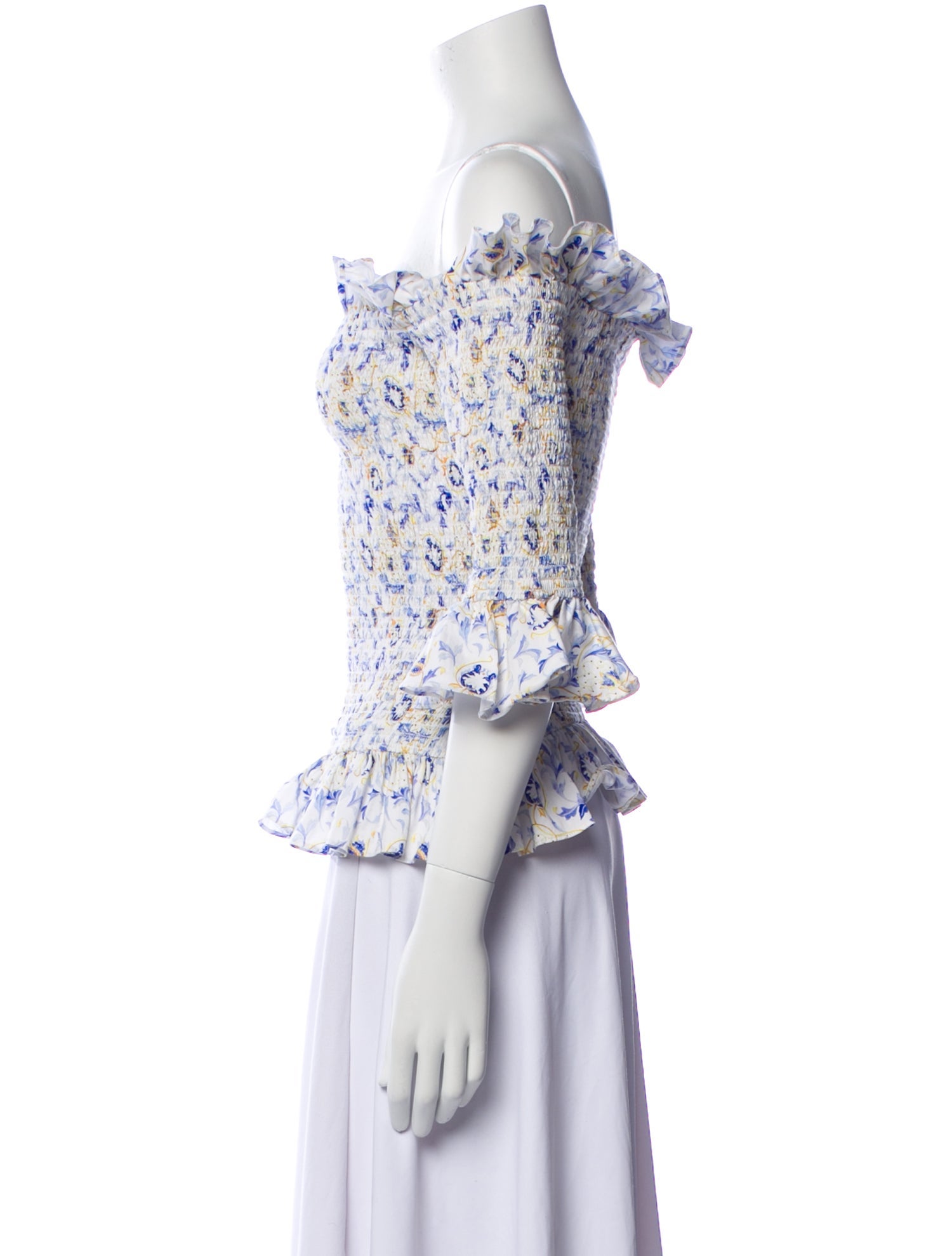 Caroline Constas Floral Print Off-The-Shoulder Top