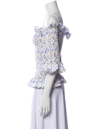 Caroline Constas Floral Print Off-The-Shoulder Top