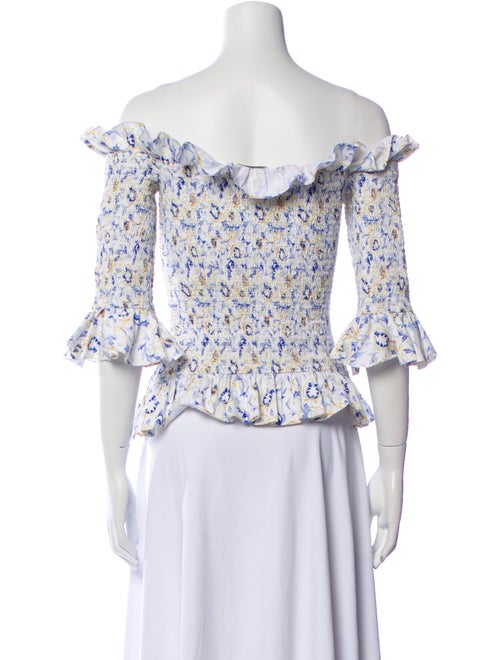Caroline Constas Floral Print Off-The-Shoulder Top