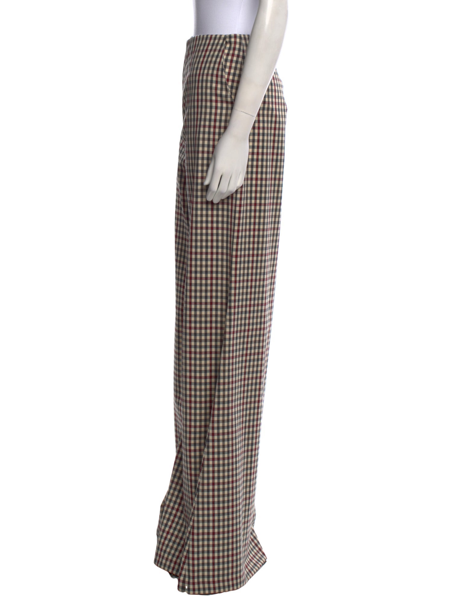 Caroline Constas Plaid Print Wide Leg Pants