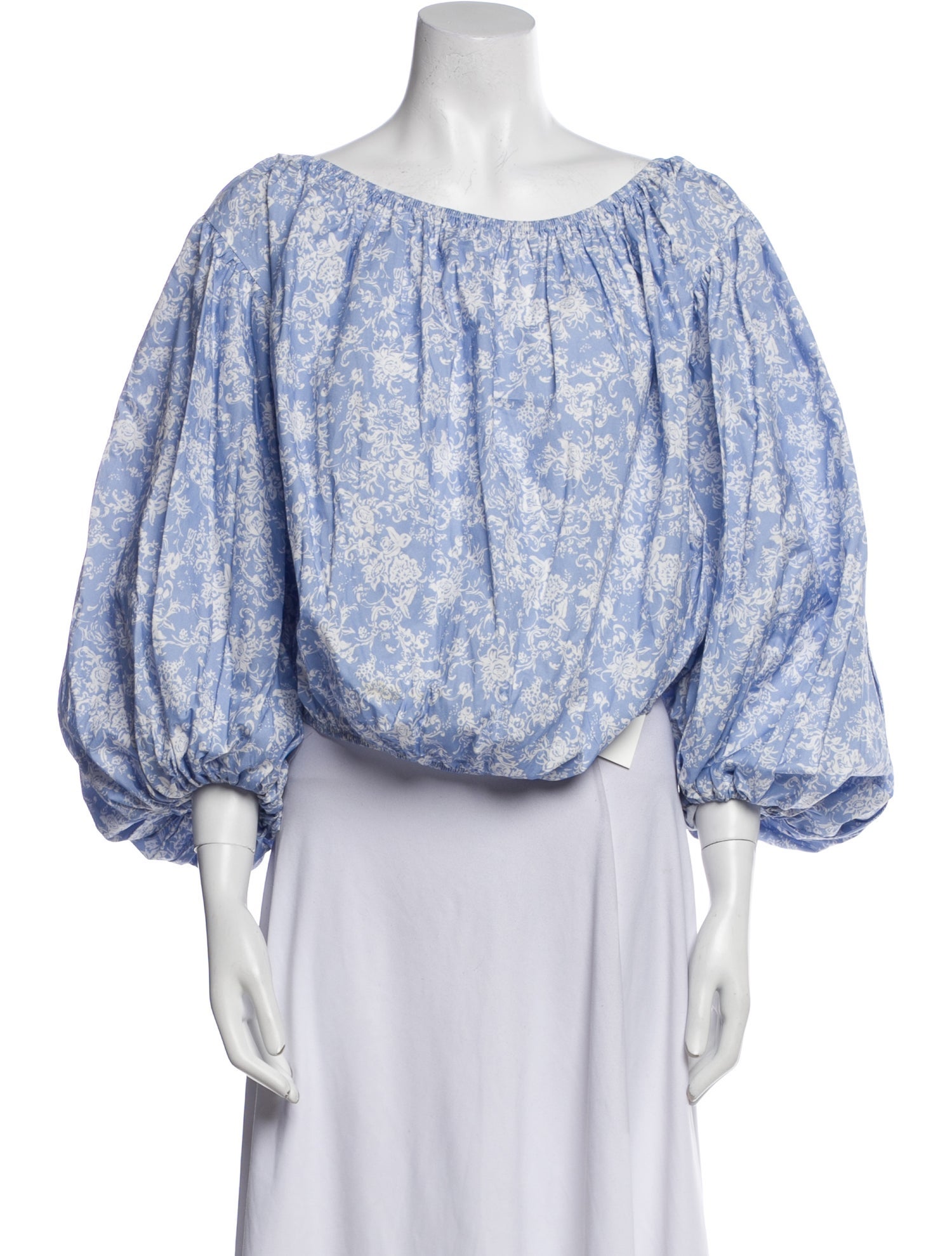 Caroline Constas Floral Print Scoop Neck Crop Top