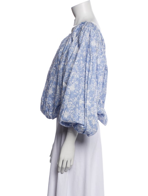 Caroline Constas Floral Print Scoop Neck Crop Top