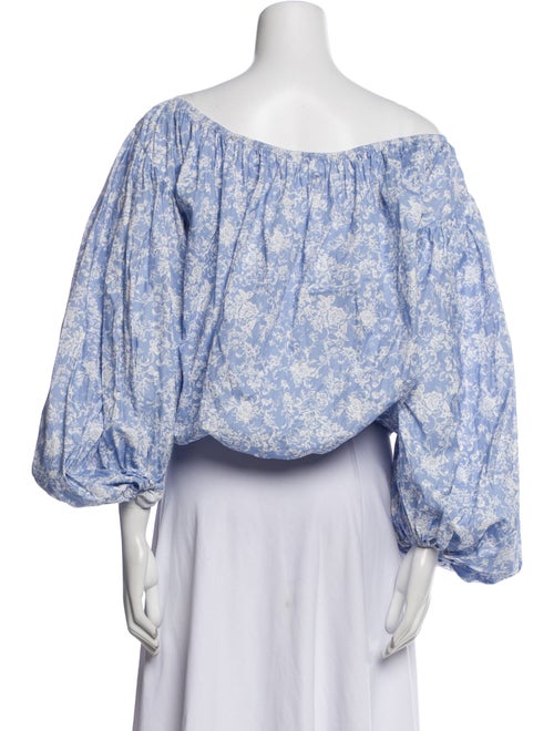 Caroline Constas Floral Print Scoop Neck Crop Top