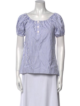 Caroline Constas Striped Scoop Neck Polo