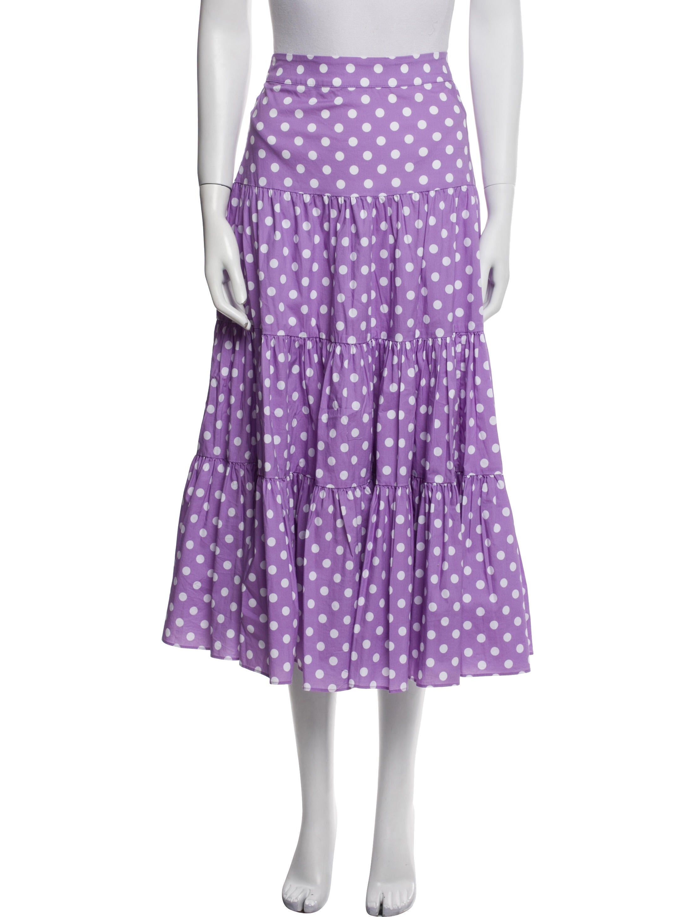 Caroline Constas Polka Dot Print Midi Length Skirt