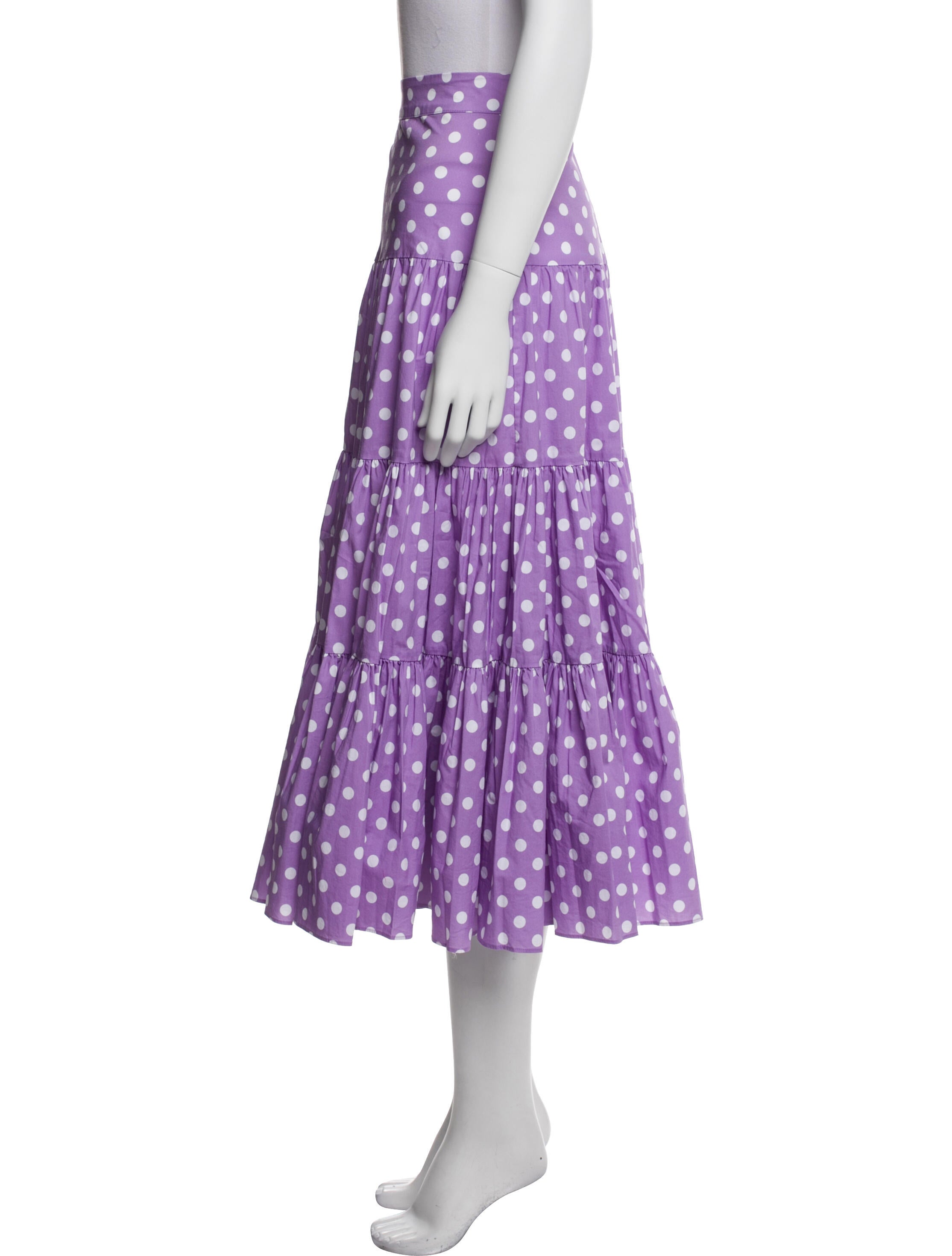 Caroline Constas Polka Dot Print Midi Length Skirt