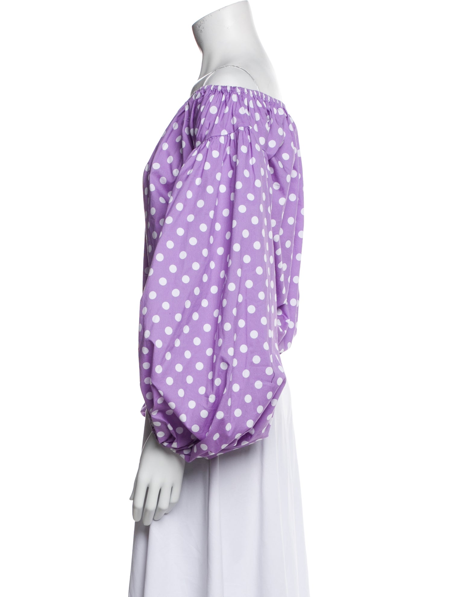 Caroline Constas Polka Dot Print Off-The-Shoulder Crop Top