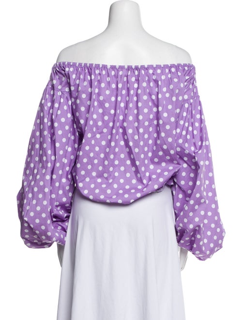 Caroline Constas Polka Dot Print Off-The-Shoulder Crop Top