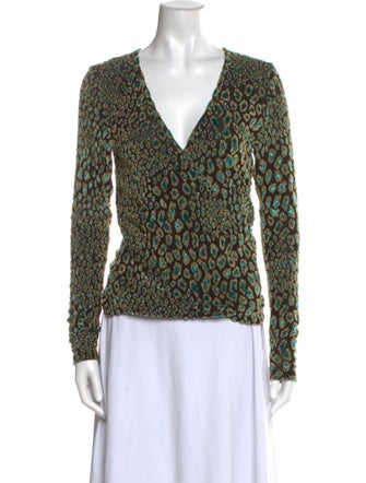 Caroline Constas Animal Print V-Neck Blouse
