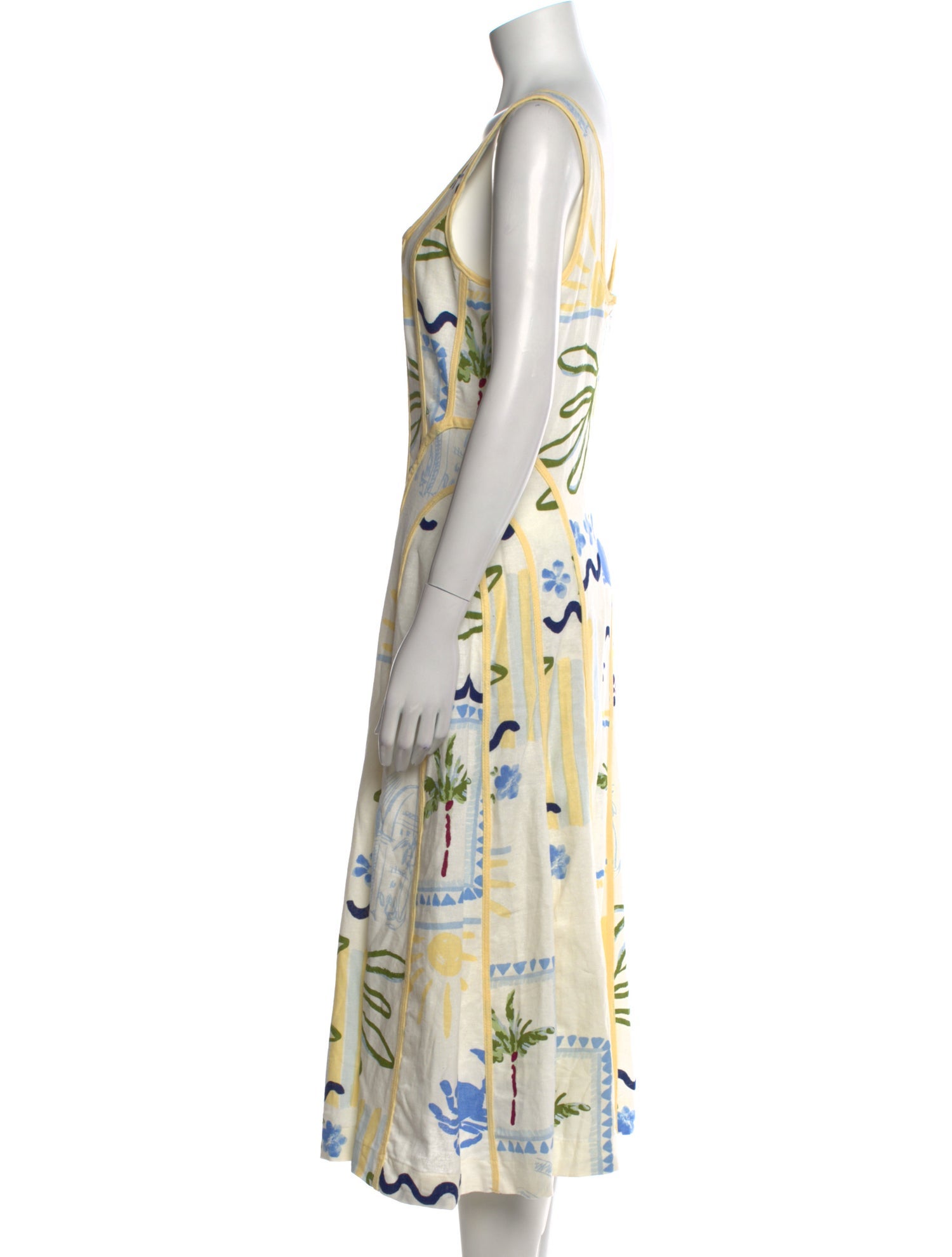 Caroline Constas Printed Midi Length Dress w/ Tags