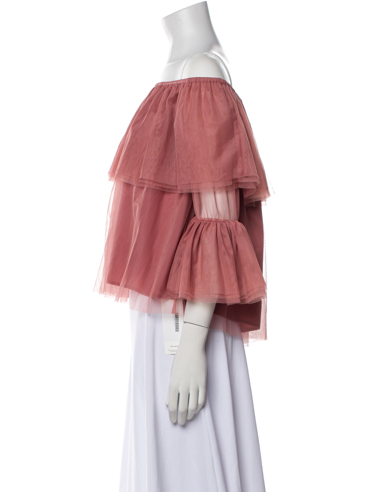 Caroline Constas Off-The-Shoulder Three-Quarter Sleeve Crop Top