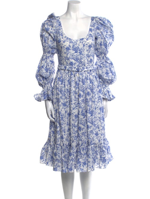 Caroline Constas Floral Print Midi Length Dress