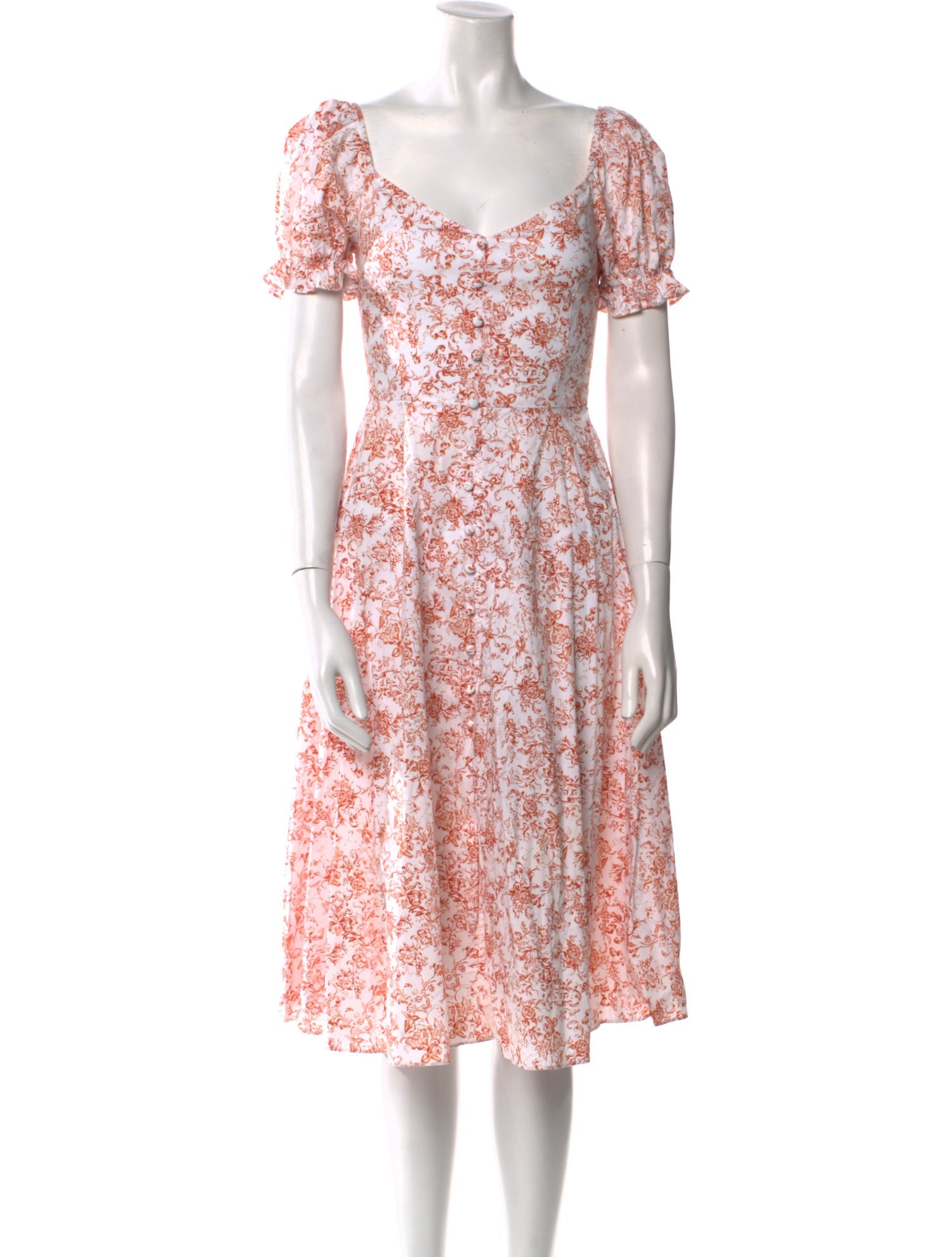 Caroline Constas Floral Print Midi Length Dress