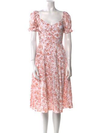 Caroline Constas Floral Print Midi Length Dress