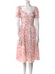 Caroline Constas Floral Print Midi Length Dress