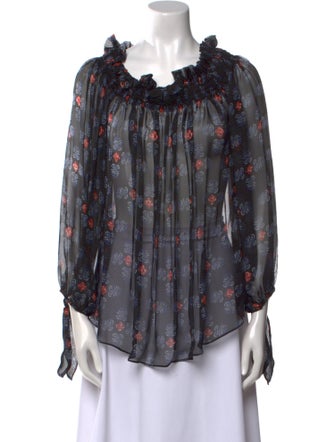 Caroline Constas Silk Floral Print Blouse