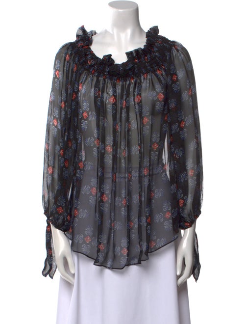 Caroline Constas Silk Floral Print Blouse