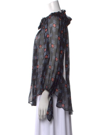 Caroline Constas Silk Floral Print Blouse