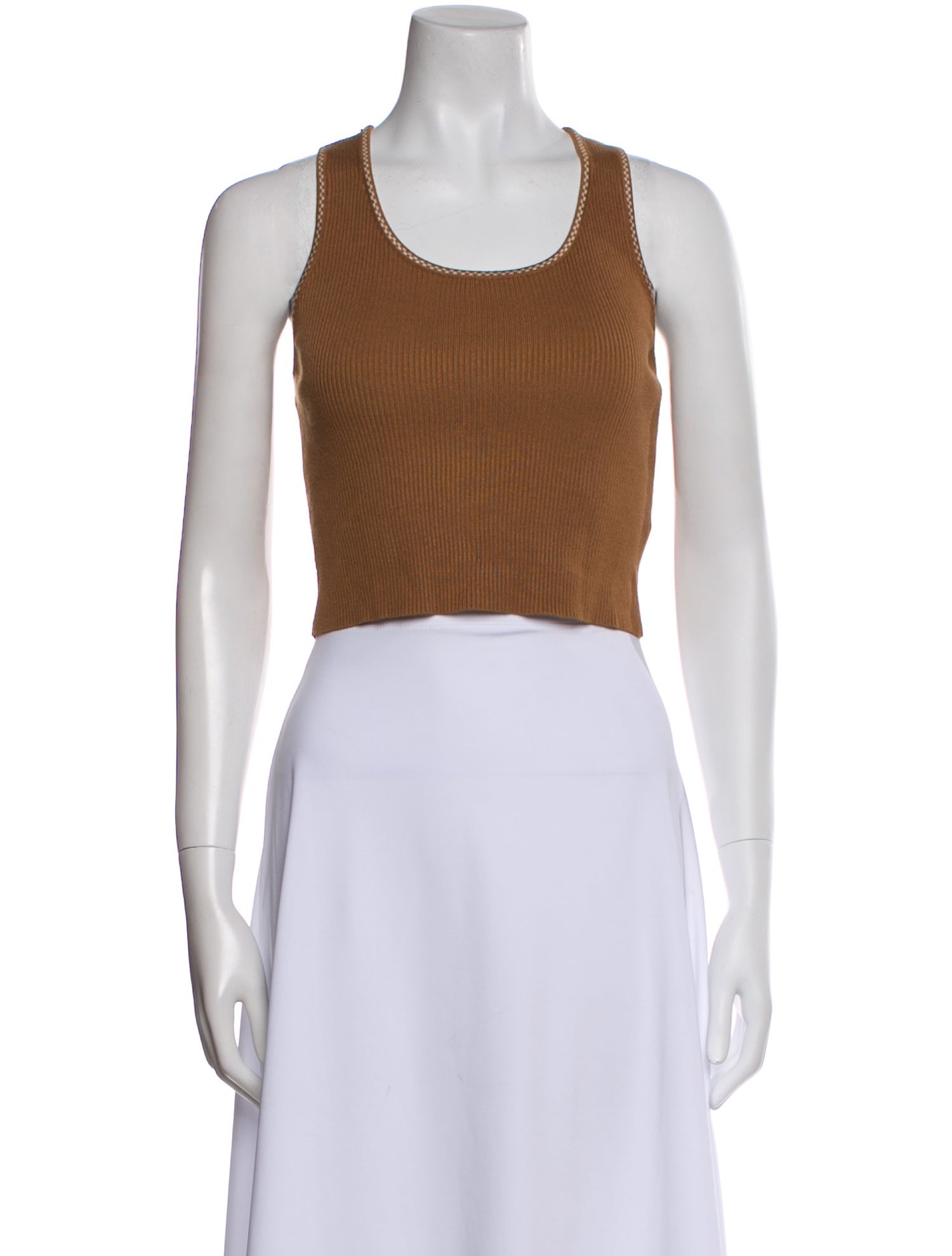 Caroline Constas Scoop Neck Sleeveless Crop Top