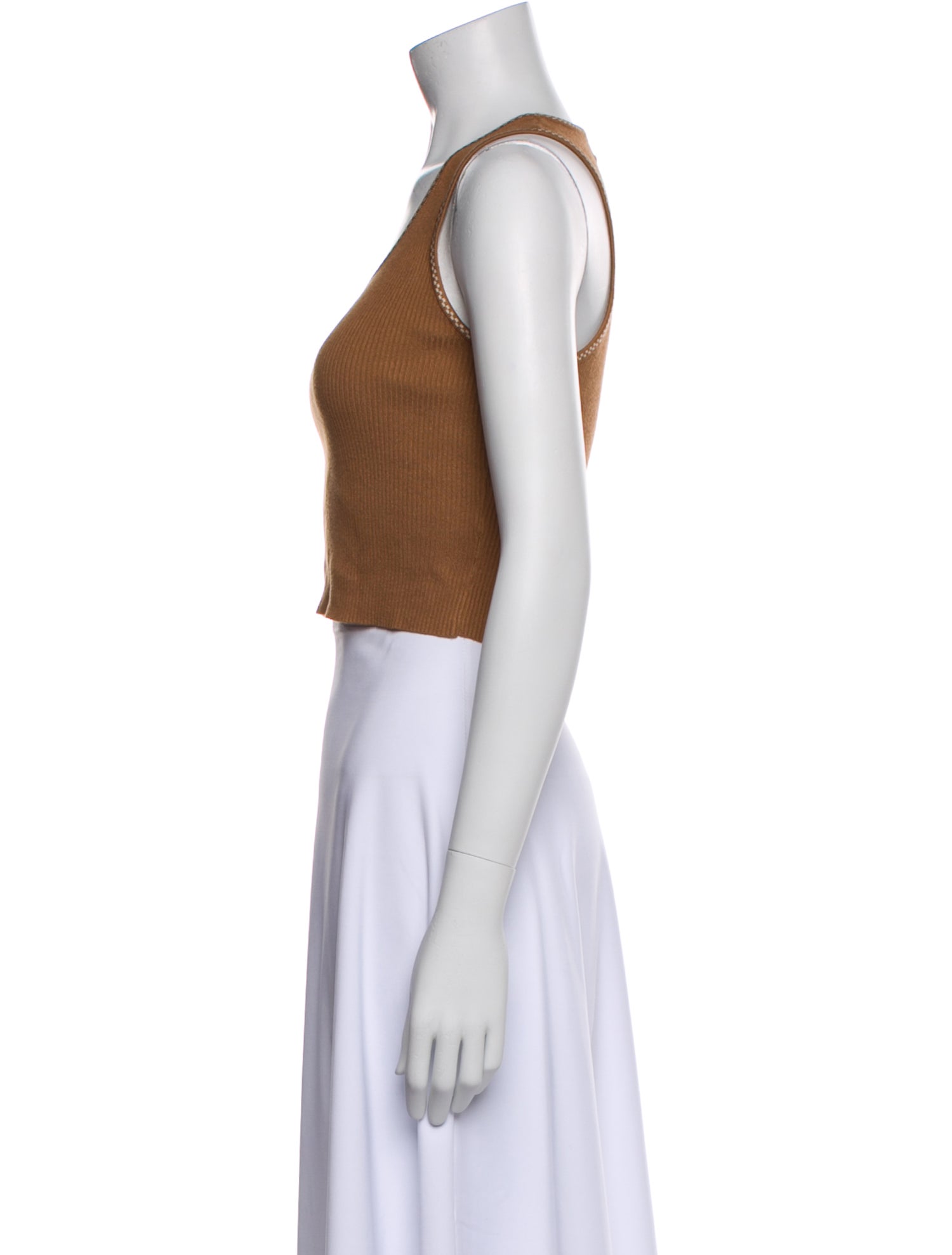 Caroline Constas Scoop Neck Sleeveless Crop Top