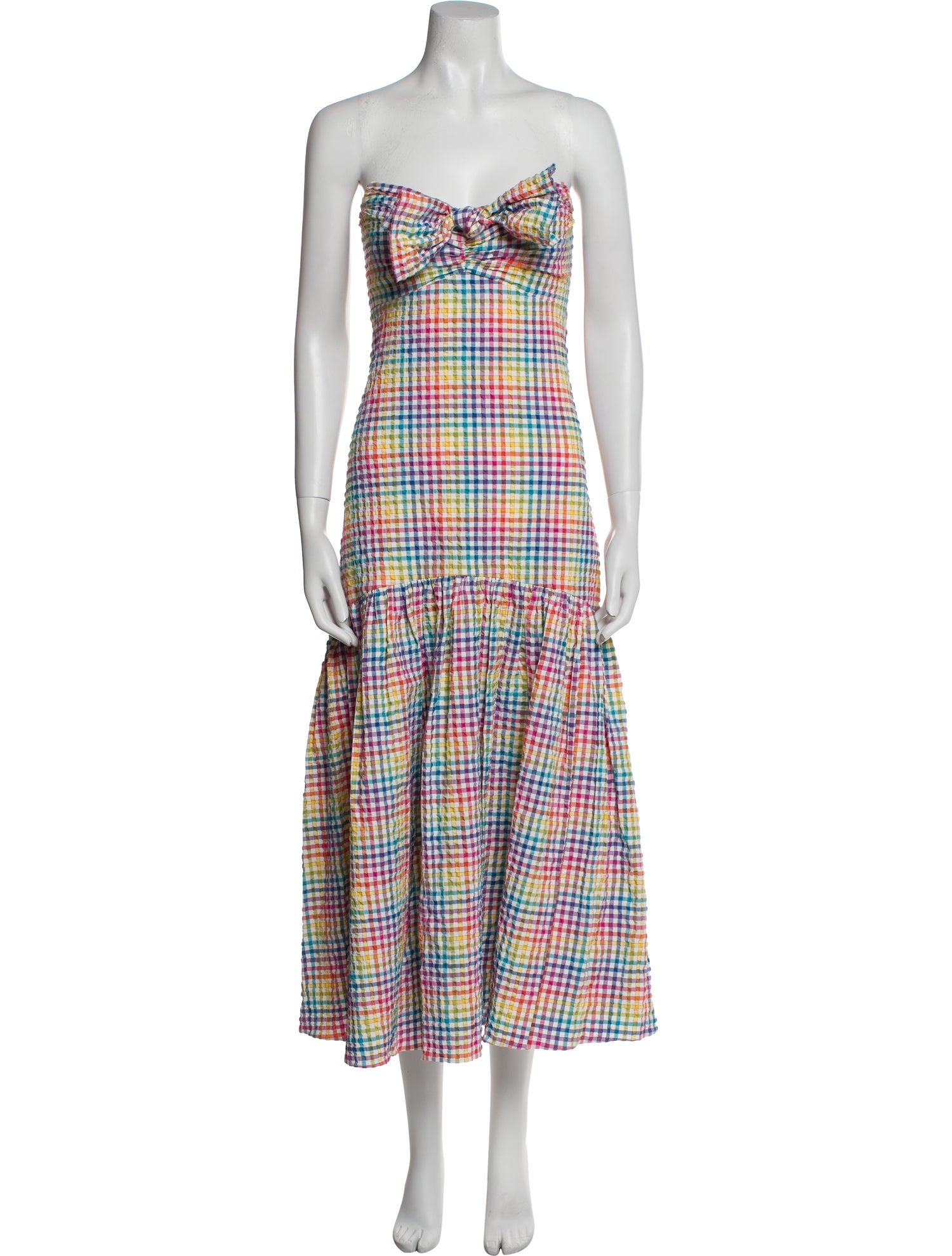 Caroline Constas Plaid Print Midi Length Dress