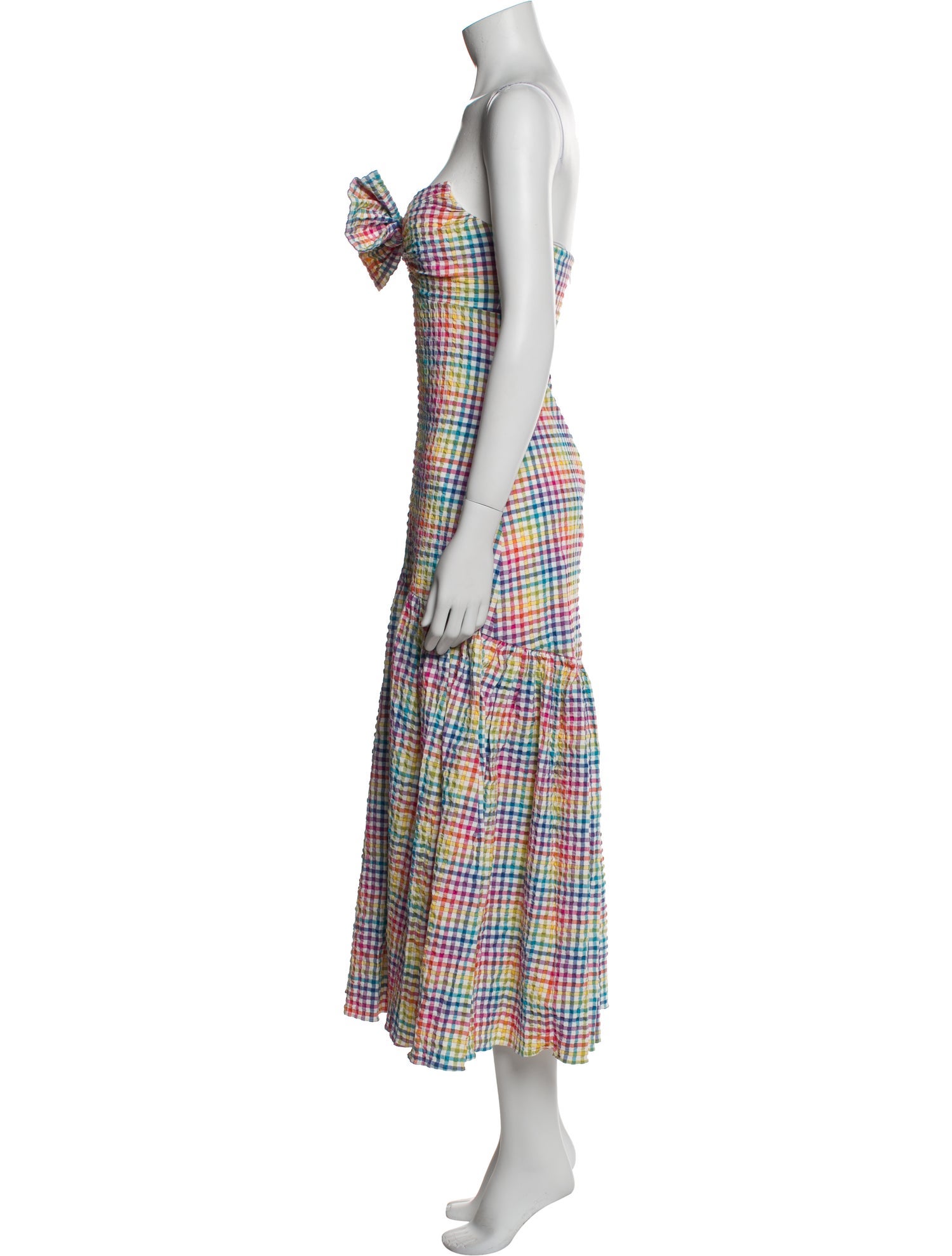 Caroline Constas Plaid Print Midi Length Dress
