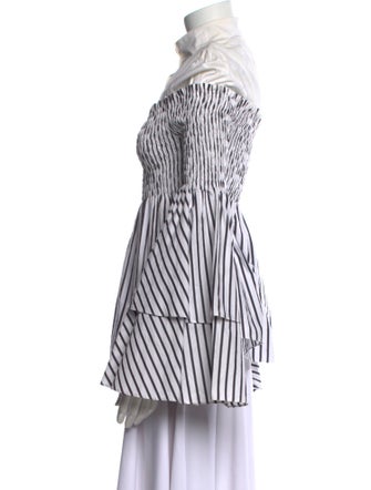 Caroline Constas Striped Mock Neck Blouse