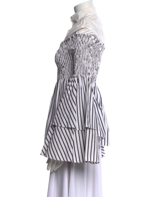 Caroline Constas Striped Mock Neck Blouse