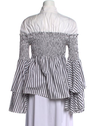 Caroline Constas Striped Mock Neck Blouse