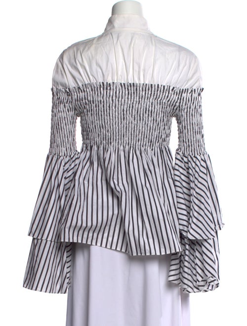 Caroline Constas Striped Mock Neck Blouse