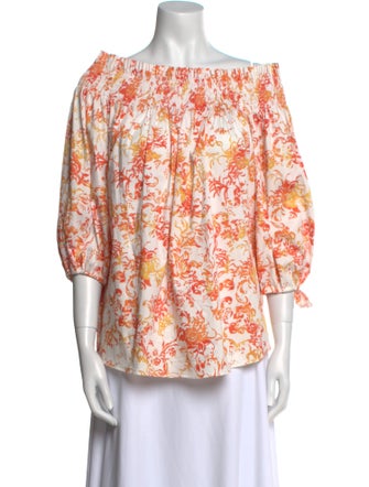 Caroline Constas Floral Print Off-The-Shoulder Blouse