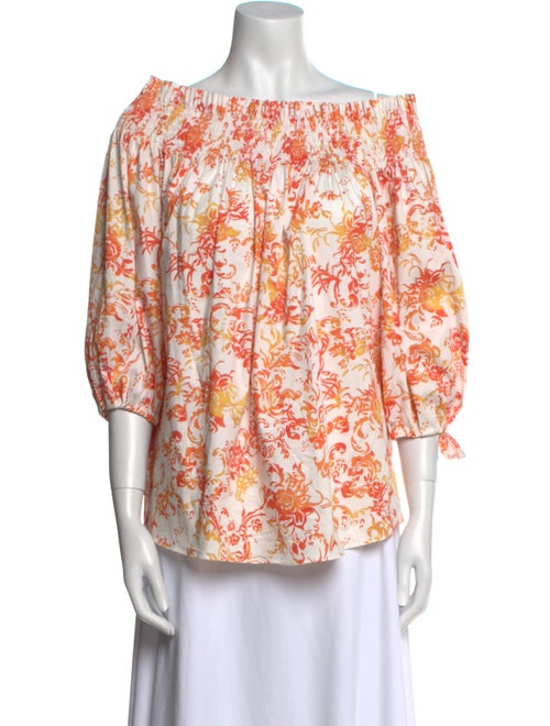 Caroline Constas Floral Print Off-The-Shoulder Blouse