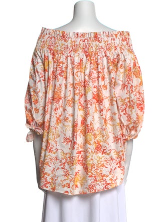 Caroline Constas Floral Print Off-The-Shoulder Blouse
