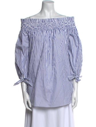 Caroline Constas Striped Off-The-Shoulder Blouse