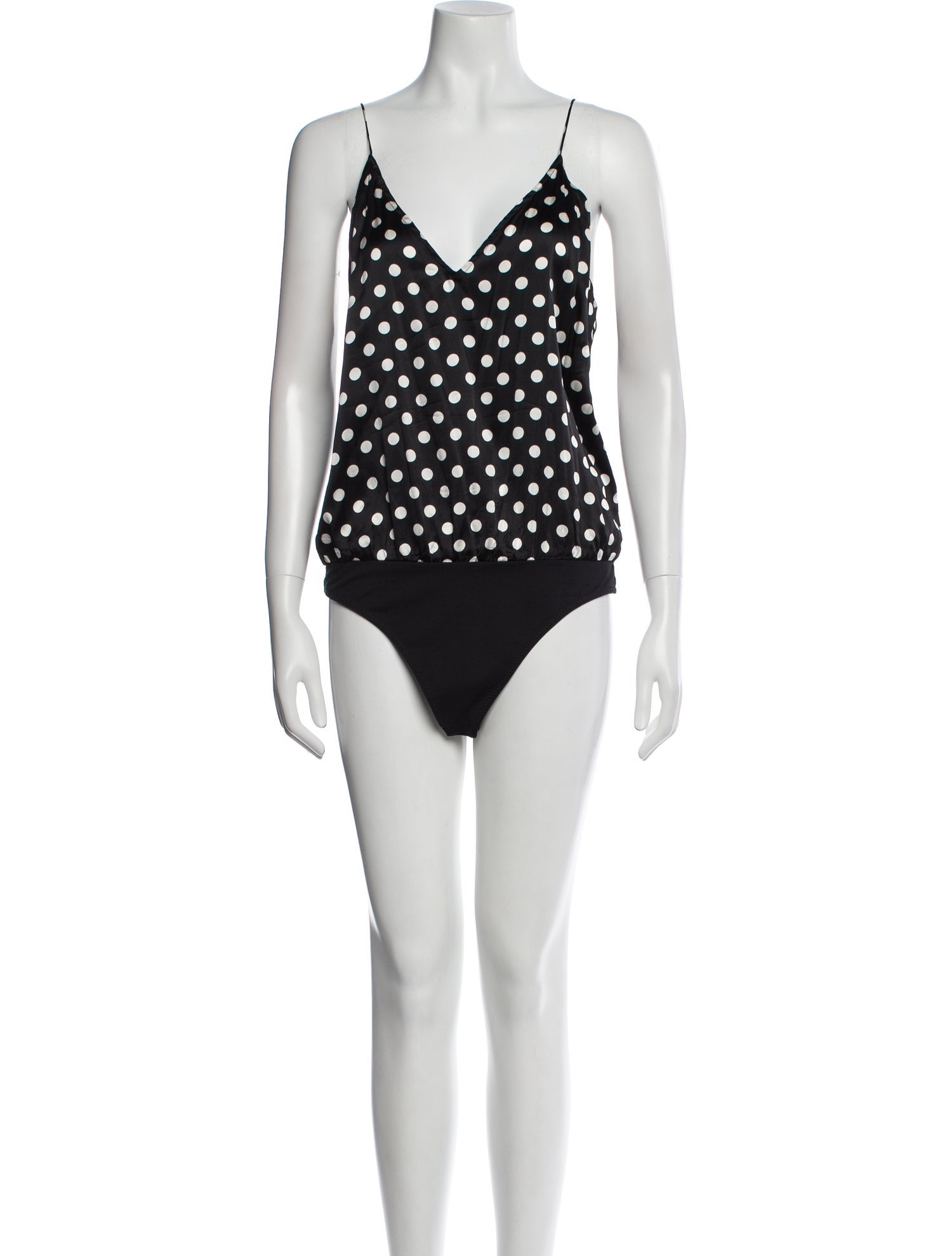 Caroline Constas Silk Polka Dot Print Bodysuit
