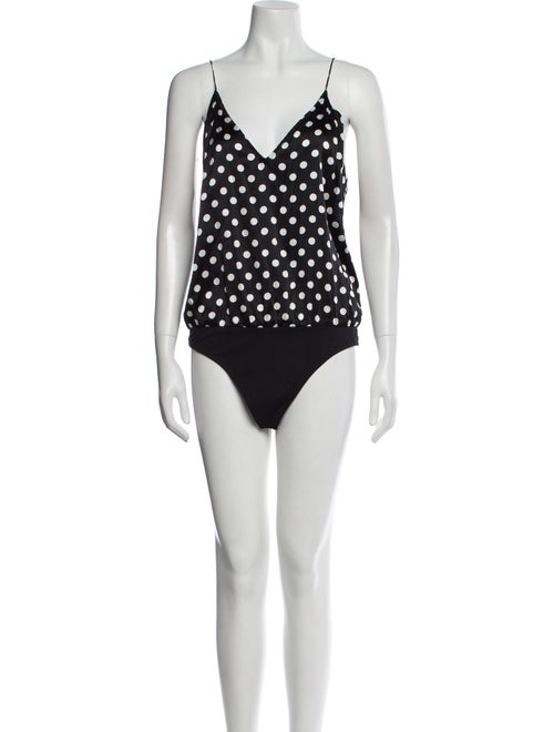 Caroline Constas Silk Polka Dot Print Bodysuit