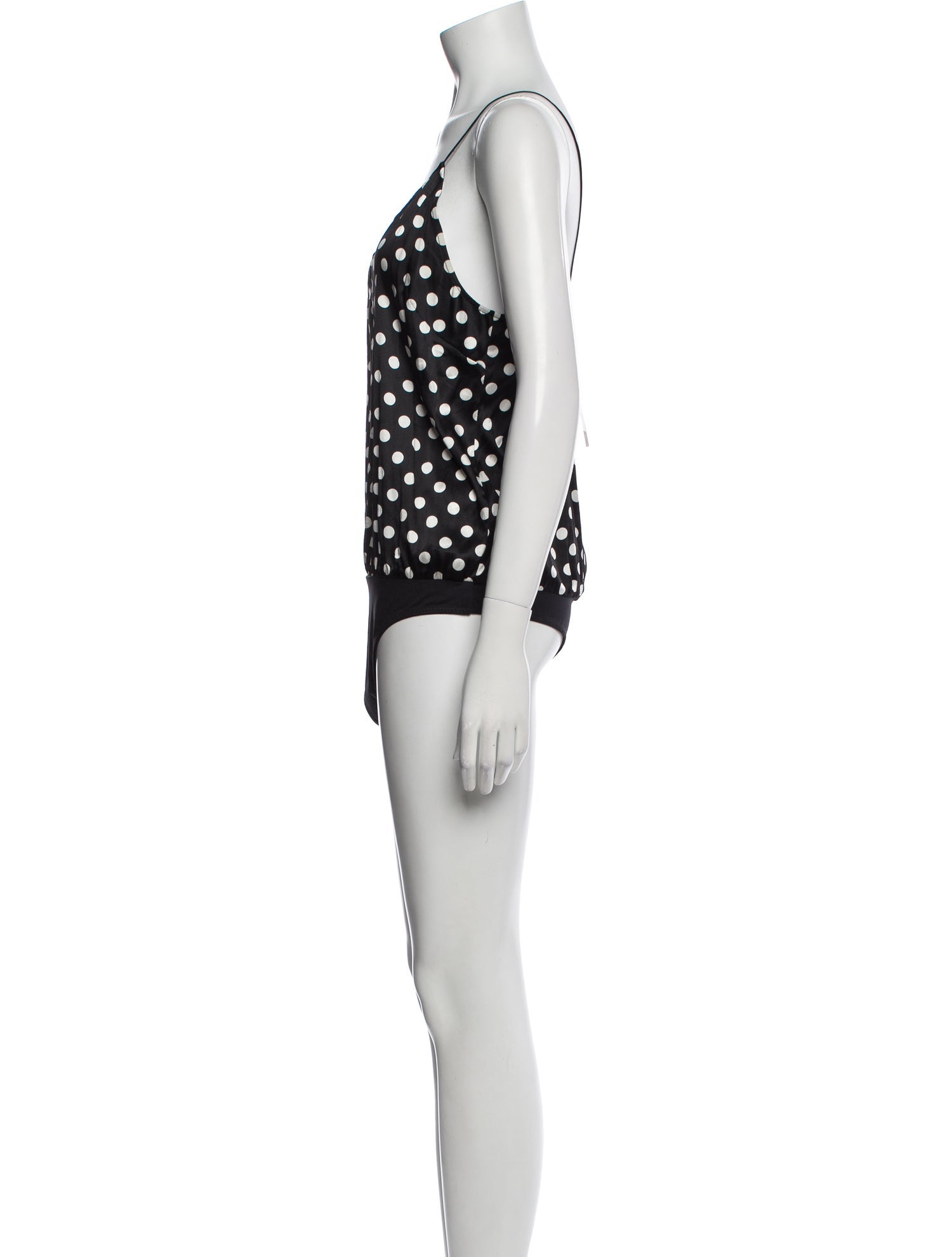 Caroline Constas Silk Polka Dot Print Bodysuit