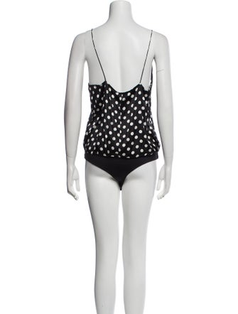 Caroline Constas Silk Polka Dot Print Bodysuit