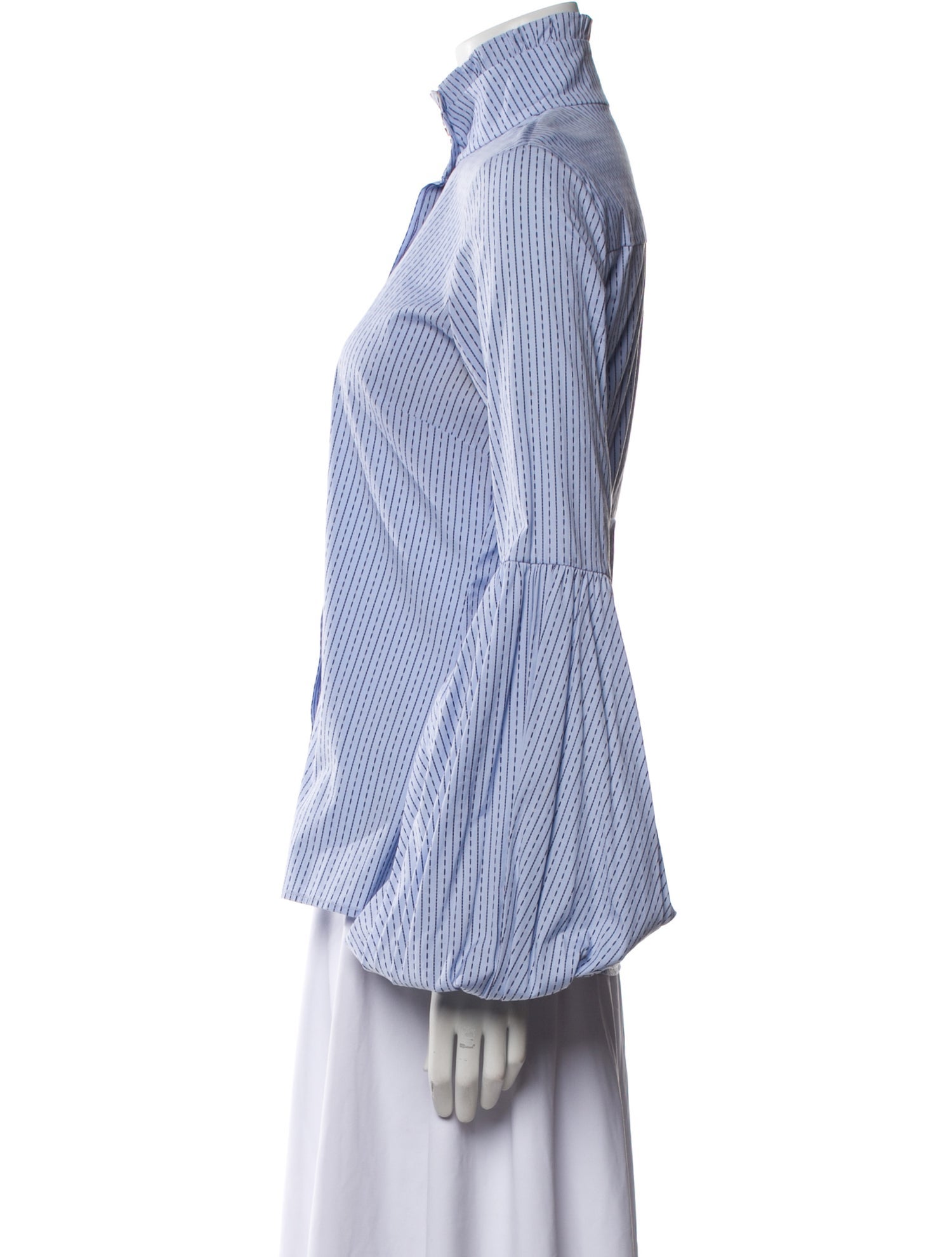 Caroline Constas Striped Turtleneck Button-Up Top