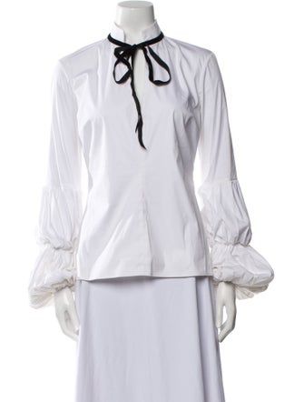 Caroline Constas Tie Neck Long Sleeve Blouse