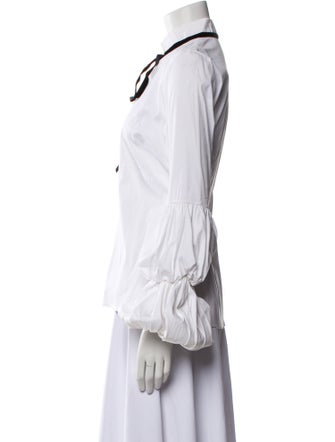 Caroline Constas Tie Neck Long Sleeve Blouse