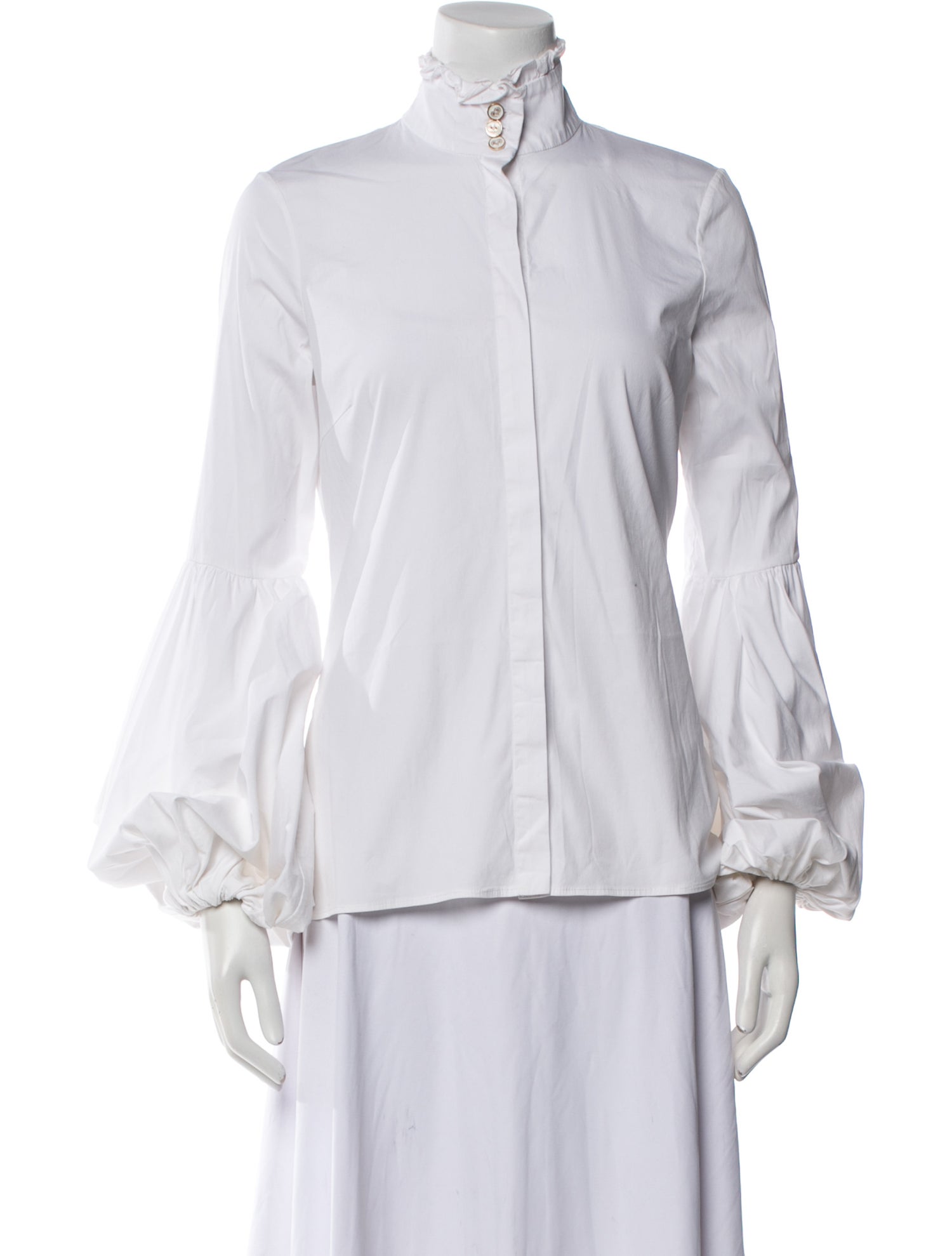 Caroline Constas Mock Neck Long Sleeve Blouse