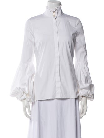 Caroline Constas Mock Neck Long Sleeve Blouse