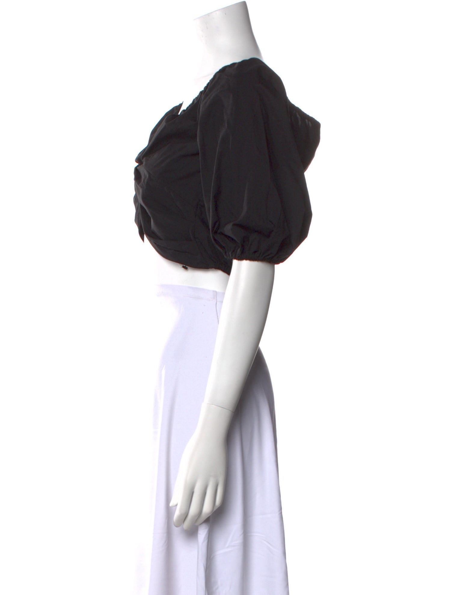 Caroline Constas V-Neck Short Sleeve Crop Top