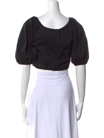 Caroline Constas V-Neck Short Sleeve Crop Top