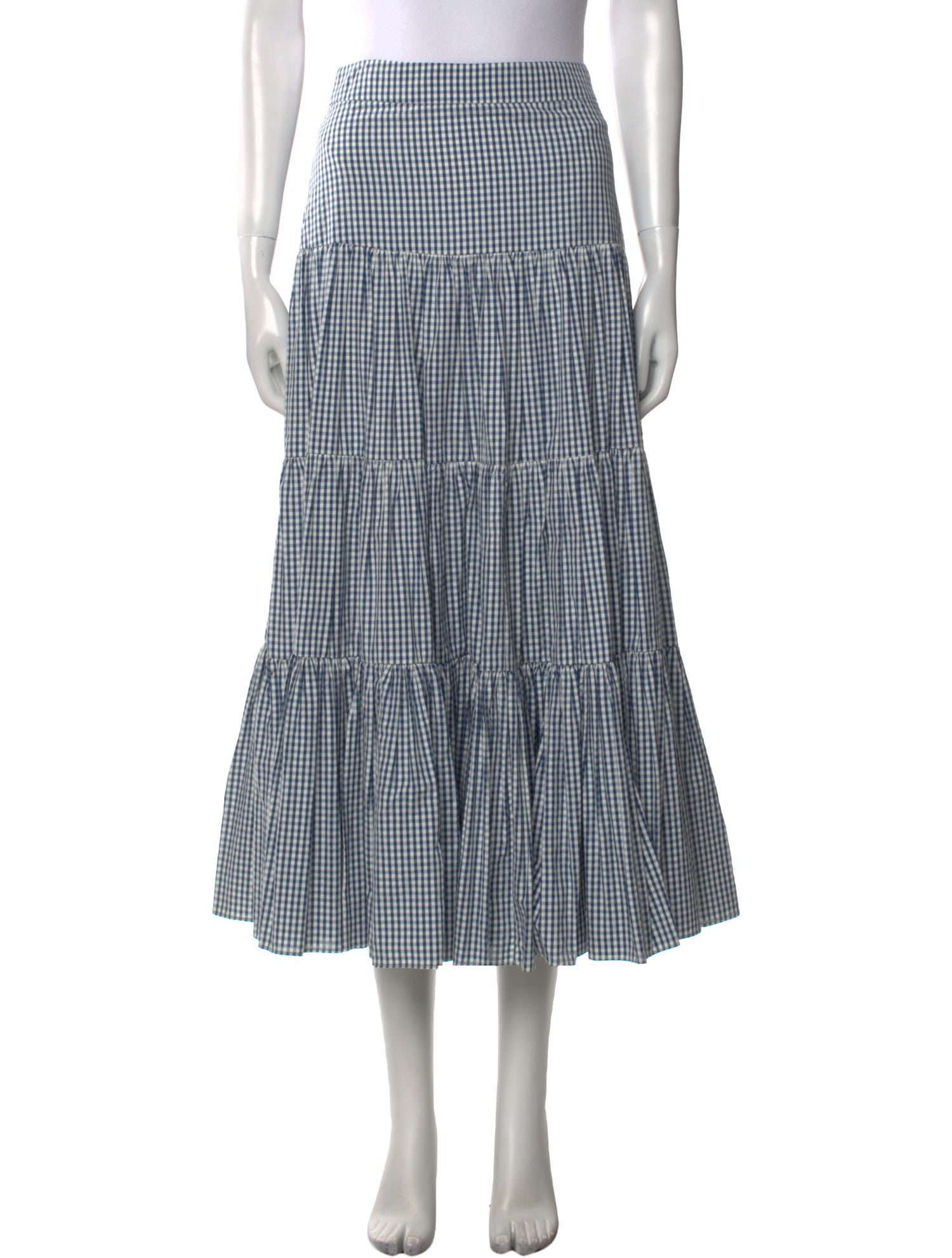 Caroline Constas Plaid Print Midi Length Skirt