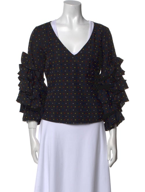 Caroline Constas Polka Dot Print V-Neck Blouse