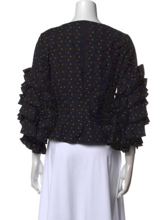 Caroline Constas Polka Dot Print V-Neck Blouse