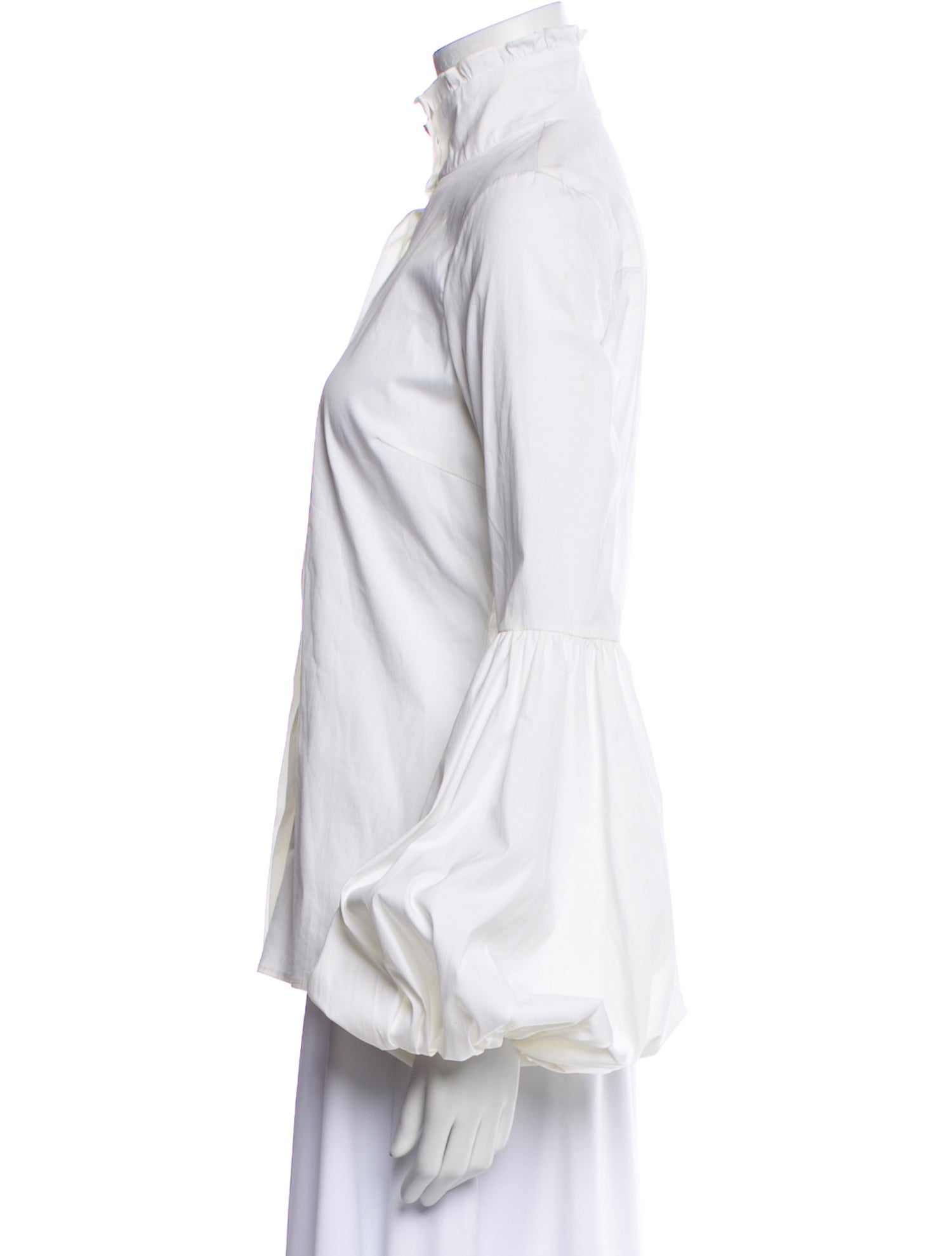 Caroline Constas Mock Neck Long Sleeve Button-Up Top